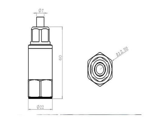 Technical diagram of piezoelectric intrinsically safe temperature and vibration acceleration sensor for industrial monitoring GWZ100 50.