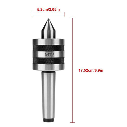 MT3 Live Center Heavy Duty Morse Taper 3 Rotary Lathe Center Alloy Steel 3000 RPM for lathe turning and milling.