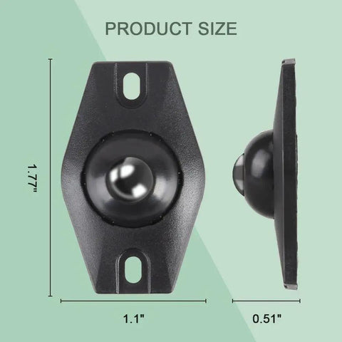 16 Piece Self Adhesive Caster Wheels For Kitchen Appliances And Small Storage Boxes shown with size dimensions in black