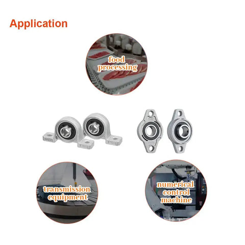 Four Pack Flange Mounted Pillow Block Bearings KP003 Self Aligning Zinc Alloy Plummer Block Bearing Bore 17mm applications