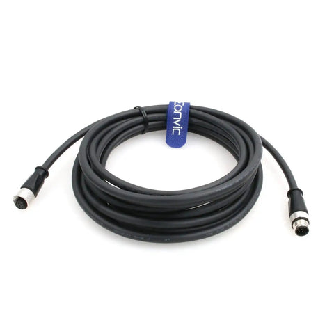 Coiled M12 8 Pin Male To Female Sensor Connector Cable Waterproof A Code Shielded for Industrial Automation, 5M PVC Jacket
