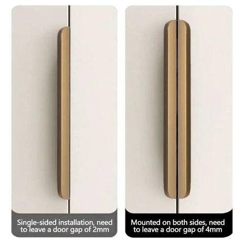 Bronze Aluminum Edge Finger Cabinet Pulls Set Of Two 80mm Hidden Drawer Pulls showing single and dual-sided installation on white cabinet