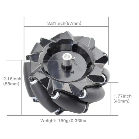 96mm High Hardness Plastic Mecanum Wheel Set For Omni Directional Robot Cars With 6mm Hubs 15KG Load Pro Grade Tough Built