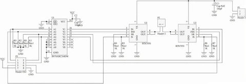 Circuit diagram of a Two Pack BTS7960 43A Beefy High Power H-Bridge Motor Driver Module for Arduino Projects with PWM and level control.