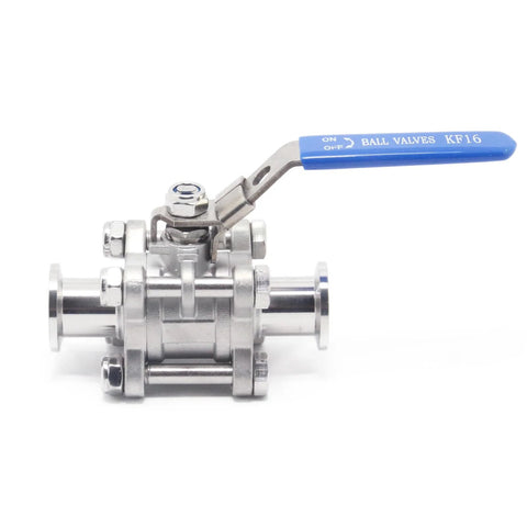 QiiMii KF-16 stainless steel vacuum ball valve with clamp ends and blue lever