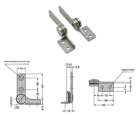 Diagram and image of Stainless Steel Constant Torque Position Control Hinge Friction Stay For Doors Heavy Duty 1 Piece XK574
