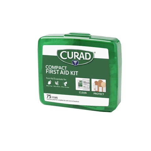 Compact 75 Item First Aid Kit In Green With Zippered Soft Case Refillable Travel Ready For Car Backpack Or Home Use Includes Hold Tite