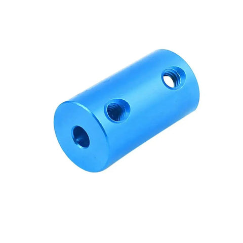 Blue aluminum alloy shaft coupler for DIY projects, rigid stepper motor wheel connectors 5mm to 5mm ideal for CNC machines.