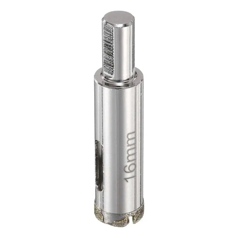 Diamond Drill Bit Hole Saw 16mm Core Cutter For Glass Tile Marble Porcelain Quartz Gemstone Aquariums With Center Guiding Bit Five Eighths Inch 10mm Shank 76.5mm Length Pro Grade, shown from a side angle