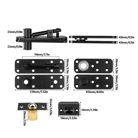 Hidden Door Pivot Hinge Stainless Steel 360 Degree Built Tough Heavy Duty Up To 570 Lbs Load Bearing Black components
