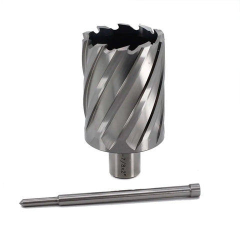 Annular Cutter One Seven Eighths Inch Cutting Diameter And Two Inches Depth Of Cut For Magnetic Drill Press With Three Quarters Inch Weldon Shank And Two Flat Pilot Pin Ready Heavy Duty Mag Drill Bit One Piece OSCARBIDE front view