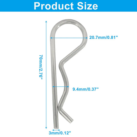 Heavy Duty 12 Pack Cotter Pins M3 X 70mm R Clips Hairpins Zinc Plated For Trailer Towing Trucks Tractors Mowers Carts