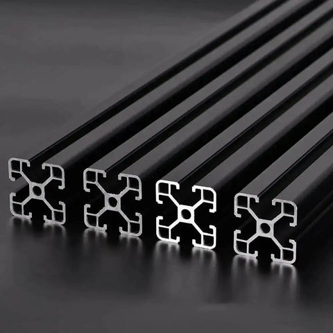 Four Pack 4040 Aluminum Extrusion Profile T Slot Linear Rail 23.6 Inch European Standard Anodized Black Finish Ideal For 3D Printers CNC DIY Automation Workbenches And Precision Machinery