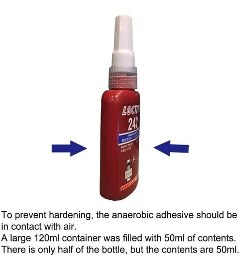 Loctite Threadlocker Blue 243 Liquid 50 ml Bottle with nozzle, for automotive machinery and DIY projects.
