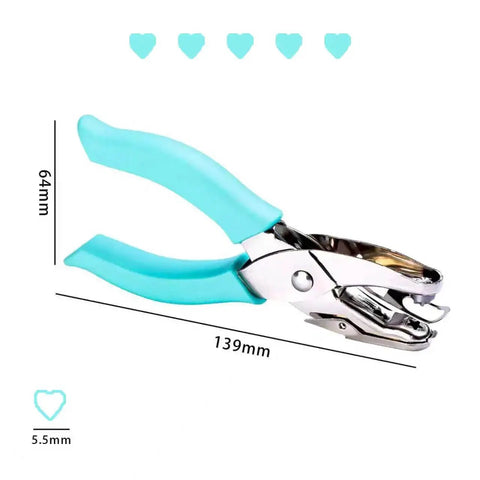 Two Pack Handheld Heart And Star Shape Hole Punches With Ergonomic Soft Grip, green 5.5mm heart puncher for crafts