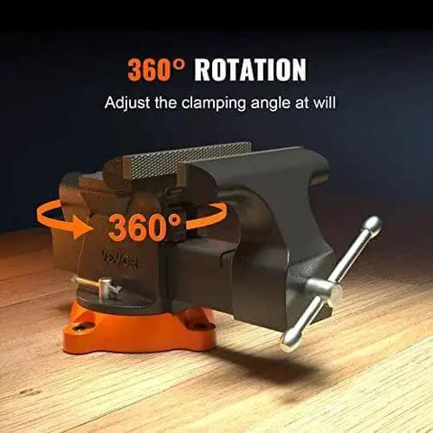 Versatile 6 Inch Bench Vise With 360 Degree Swivel And Anvil VEVOR Heavy Duty Ductile Iron Workbench Vise for shop tasks with bolts