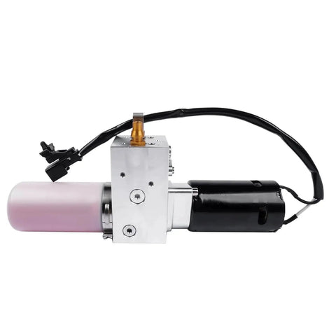 Side view of Cadillac Liftgate Pump Replacement 25965861 20853013 25835476 13502688 Fits 2010 2011 2012 2013 2014 CTS Wagon And 2010 2011 2012 2013 2014 2015 2016 SRX Plug And Play Easy Install Durable Hydraulic Liftgate Pump showing the hydraulic unit and wiring.