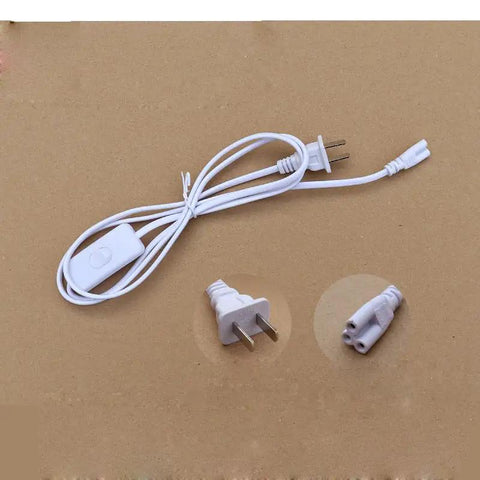 Two Pack T5 T8 Grow Light Power Cord With On Off Switch Five Foot US Plug Extension Cable for LED lighting.
