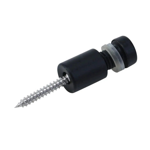 Stainless Steel Glass Standoff 1/2 Inch Diameter 3/4 Inch Matte Black Wall Mount side view with screw and washer visible