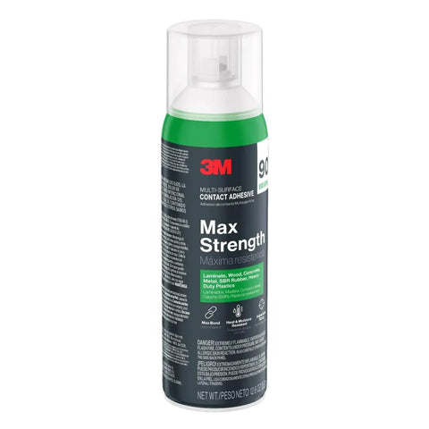Max Strength 90 Multi-Surface Contact Adhesive Spray, 12.6 oz Can, Low VOC Formula, Max Bond in 10 Minutes, Heat Resistant