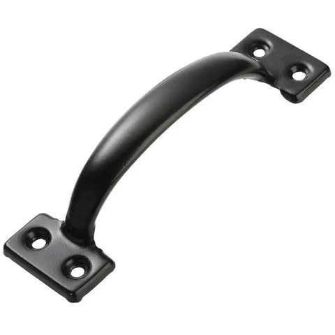 Six And A Half Inch Black Pulls Two Pack For Barn Doors Garage Doors Screen Doors Fences And Cabinet Or Tray Board Applications Made From 1mm Thick Cold Rolled Steel With A Vintage Style Matte Black Finish And Easy Grip For Smooth Operation