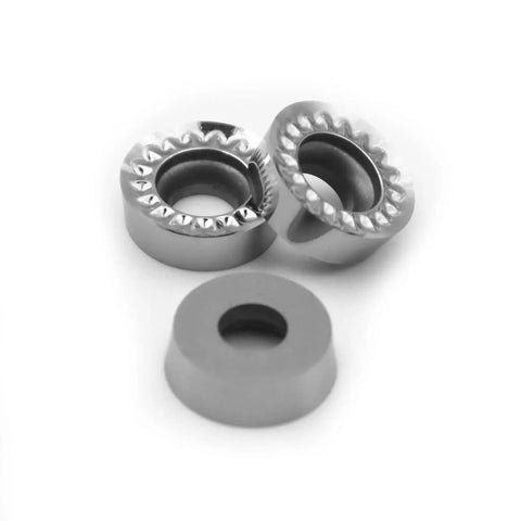 Aluminum Turning Insert RCGT1003MO R5 round milling insert with smooth chip breaker design, set of 3, suitable for SGCR L SRDCN tool holders.