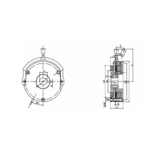 Electromagnetic motor brake assembly drawing (front and side sectional views) for DZS3 series.