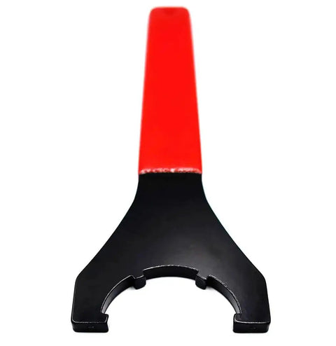 Red Spanner Collet Chuck Wrench ER-32UM for CNC Milling, front view showing black and red handle design, fits tool holders.