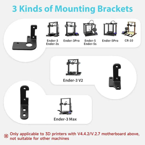 Diagram showing 3 kinds of mounting brackets for CR Touch Auto Leveling Kit For Ender Series 3D Printers With 32 Bit Mainboard V4.2.2 V4.2.7.