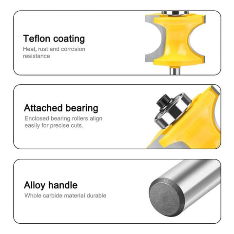 Bullnose Beading Router Bits Set For CNC And Handheld Routers, Five-Piece Carbide Tipped Beading Bit Set With 1/4 Inch Shank