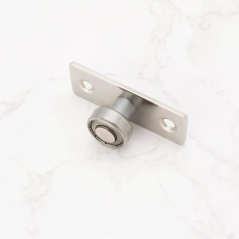 Sliding Door Roller Guide Kit With 17mm Ball Bearing Wheels, metal mounting plate for barn doors, visible on a marble surface