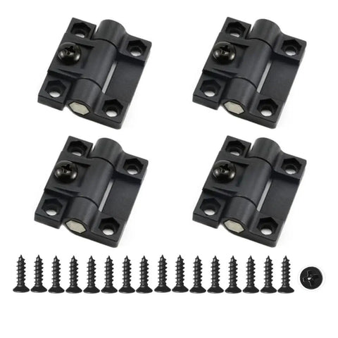 Adjustable Torque Hinge Set For Doors And Cabinets 43mm By 36mm Black Plastic With Four Countersunk Holes Position Control