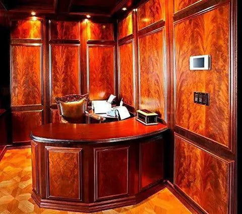 Office with luxurious wood paneling stained using Five Color Aniline Wood Dye Kit For Stain Powder Turns Into Five Quarts Of Rich Liquid Wood Stain Eco Friendly And And Highly Vibrant Colors Powerful Dyes For DIY Furniture Cabinets And Flooring By Keda Dyes