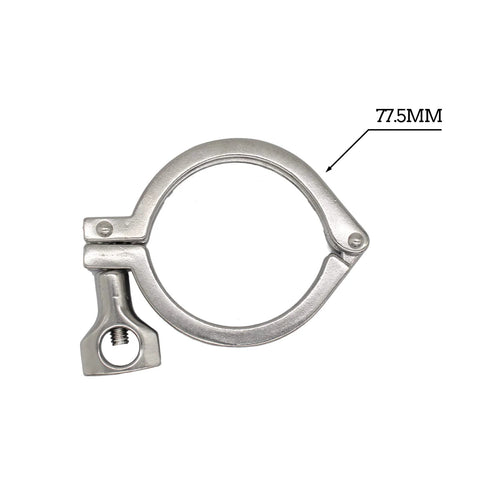 QMINOX TC 2.5in Tri Clamp with Wing Nut, 304 stainless steel, single pin, 77.5mm flange