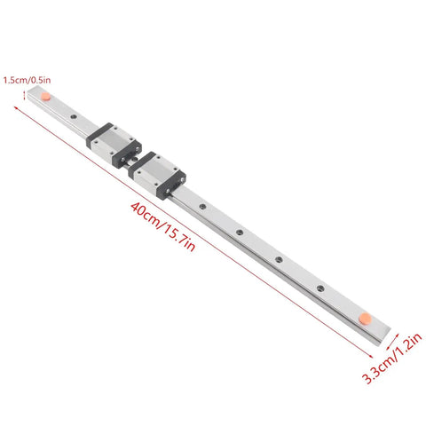 400mm Steel Miniature Linear Sliding Rail Guide With Two Blocks For Precise Linear Motion In CNC Machines, side view