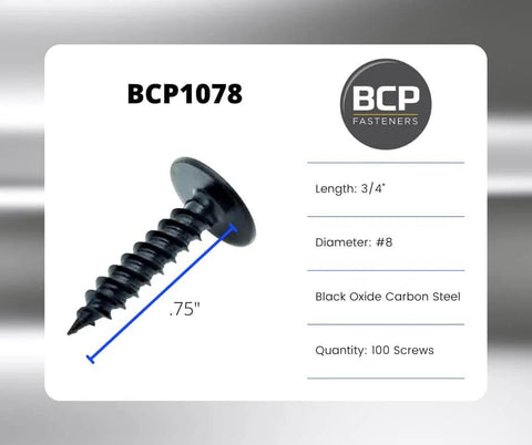 No 8 By Three Quarter Inch Black Phosphate Self Tapping Screws For Wood And Metal 100 Count Heavy Duty Phillips Modified Truss Head