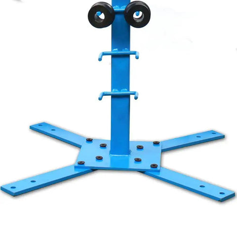 Heavy Duty Bead Roller Kit For Sheet Metal Pro Grade 18 Inch Throat Gear Drive Bench Roller With 6 Dies, blue stand view