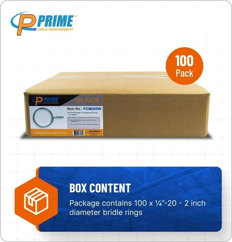 Box of Cable Management Bridle Rings 2 Inch Heavy Duty Wood Screw Ends For Secure Low Voltage Wiring, 100-pack