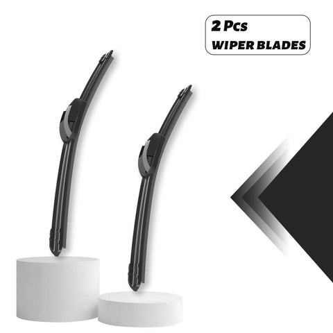 Premium Replacement Wiper Blades Set For Ford F 150 GMC Yukon Ram 1500 22 Inch Front Windshield U J Hook 2 Pack displayed on a white pedestal.