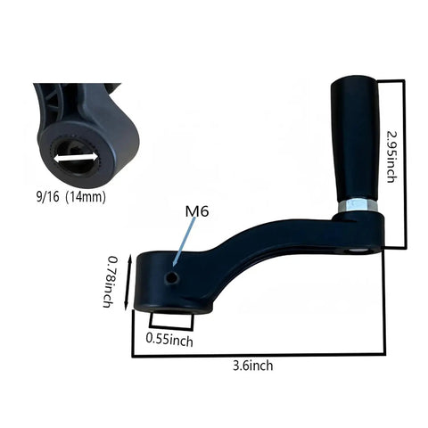 Drill Press Crank Handle 360 Degree Free Rotation For Desktop Drilling Fits Sears Craftsman Machines Raise And Lower Crank Handle Black Color May Vary Slightly Due To Monitor Settings with dimensions shown
