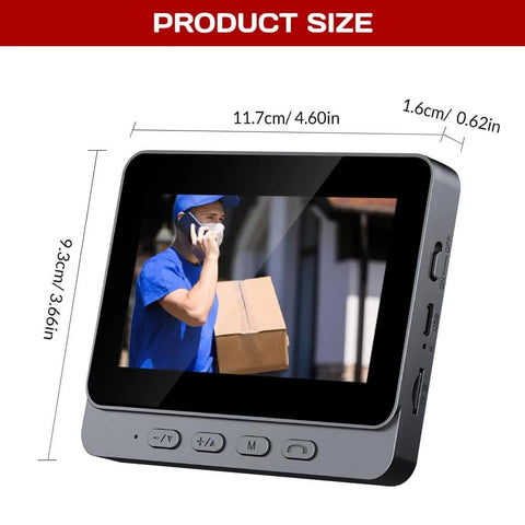 No WiFi Video Doorbell With Monitor, Wireless Doorbell Camera Using 2.4G Module, 4.3 Inch IPS Screen showing delivery person