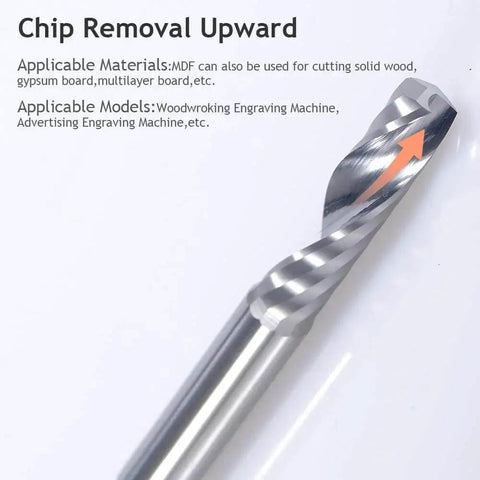 Solid Carbide Upcut Router Bit 1/8 Inch Shank Single Flute O Flute End Mill Cutter for Acrylic PVC MDF Plastic Cutting