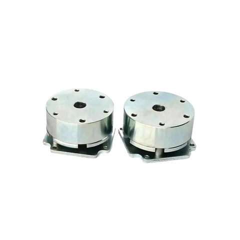 Pair of silver TQMB1-1 electromagnetic brake units with flange mounts