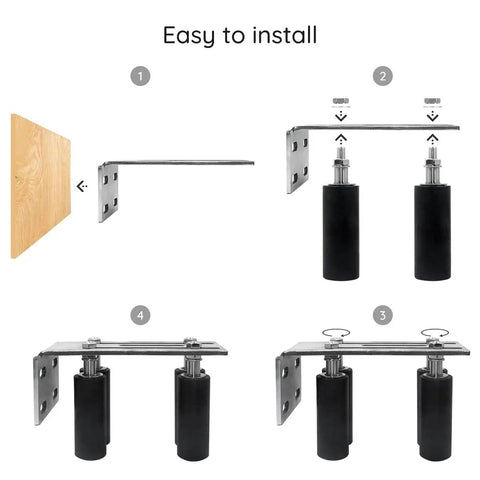 Universal L Bracket Gate Guide Roller Set With Four Nylon Rollers installation steps illustration