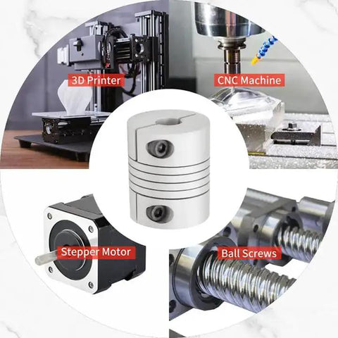 Dope Flexible Beam Coupling 6mm To 6.35mm Bore Aluminum Shaft Coupling for 3D Printer, CNC Machine, Stepper Motor, Ball Screws.