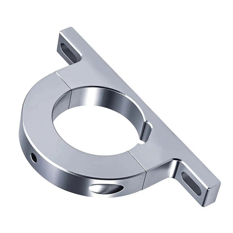 Universal 2 Inch Steering Column Keyed No Drop Mount River Clamp Aluminum 6061 in CNC-machined finish, side view