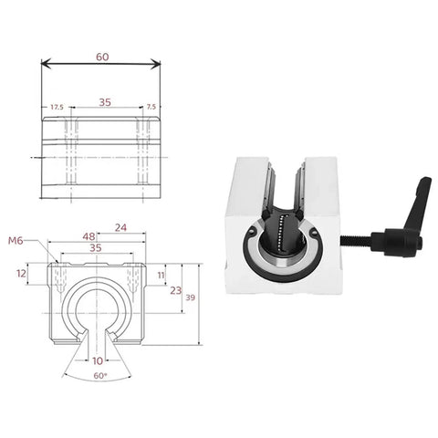 Smooth Sliding Guide Rail Kit 4Pcs Set With SBR12UU SBR16UU SBR20UU Lock Type Bearings illustration and component
