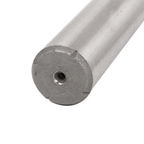 Close-up of Five Eighths Inch Cutting Diameter Four Flute HSS AL End Mill Router Bit Straight Shank For Aluminum And Wood, end view.