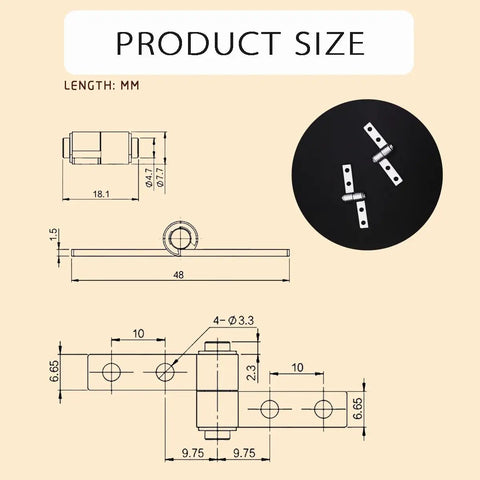Upgrade Your Home Projects with These Heavy-Duty Torque Friction Positioning Hinges Set of 2 technical diagram and dimensions