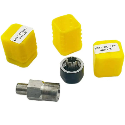 Collet Adapter For M12 Polisher Sander With ER11 Nut And One Eighth Inch And One Quarter Inch Collets M9x0.75 Threaded End
